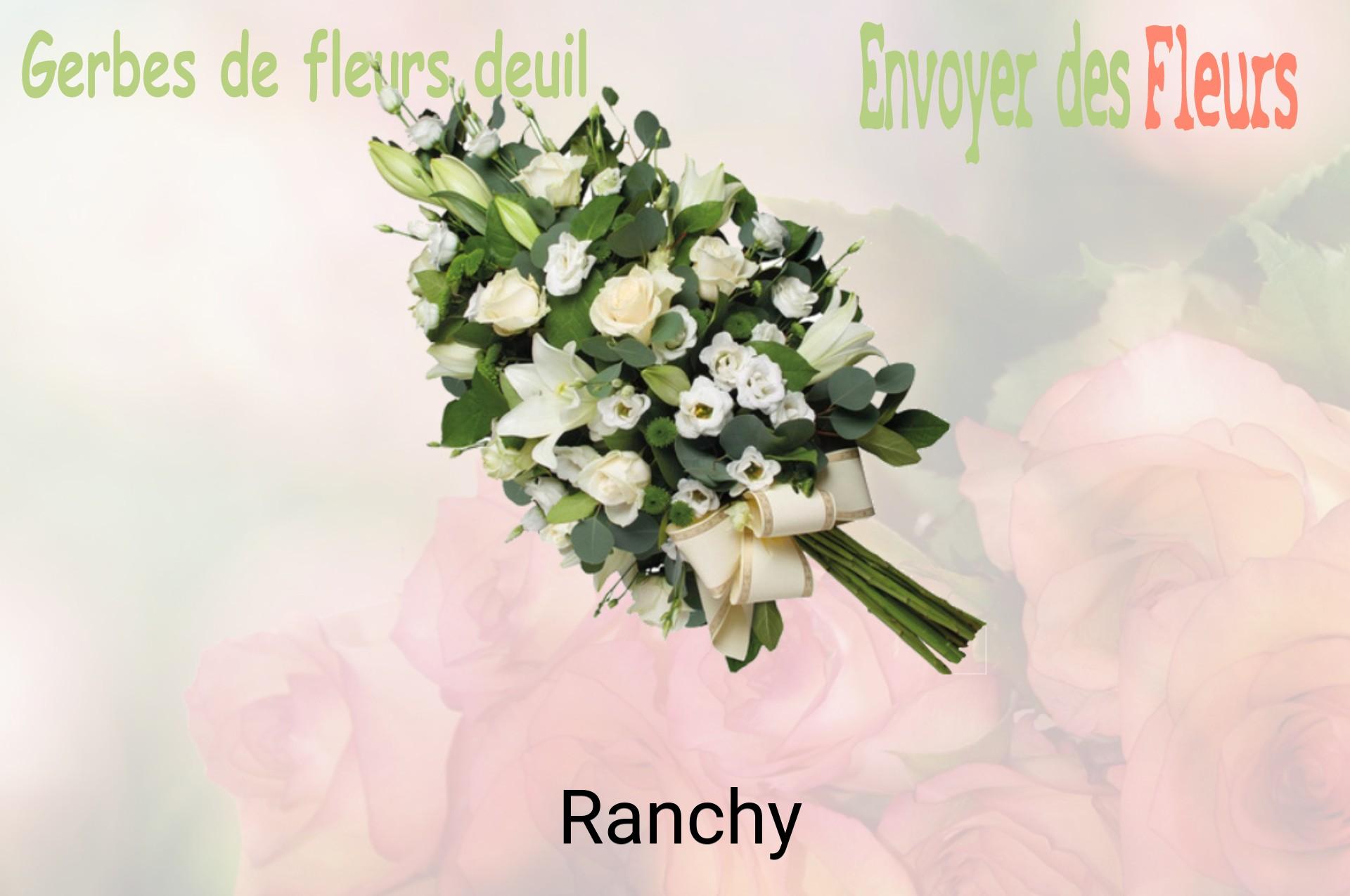 Gerbe de fleurs de deuil livrée à Ranchy